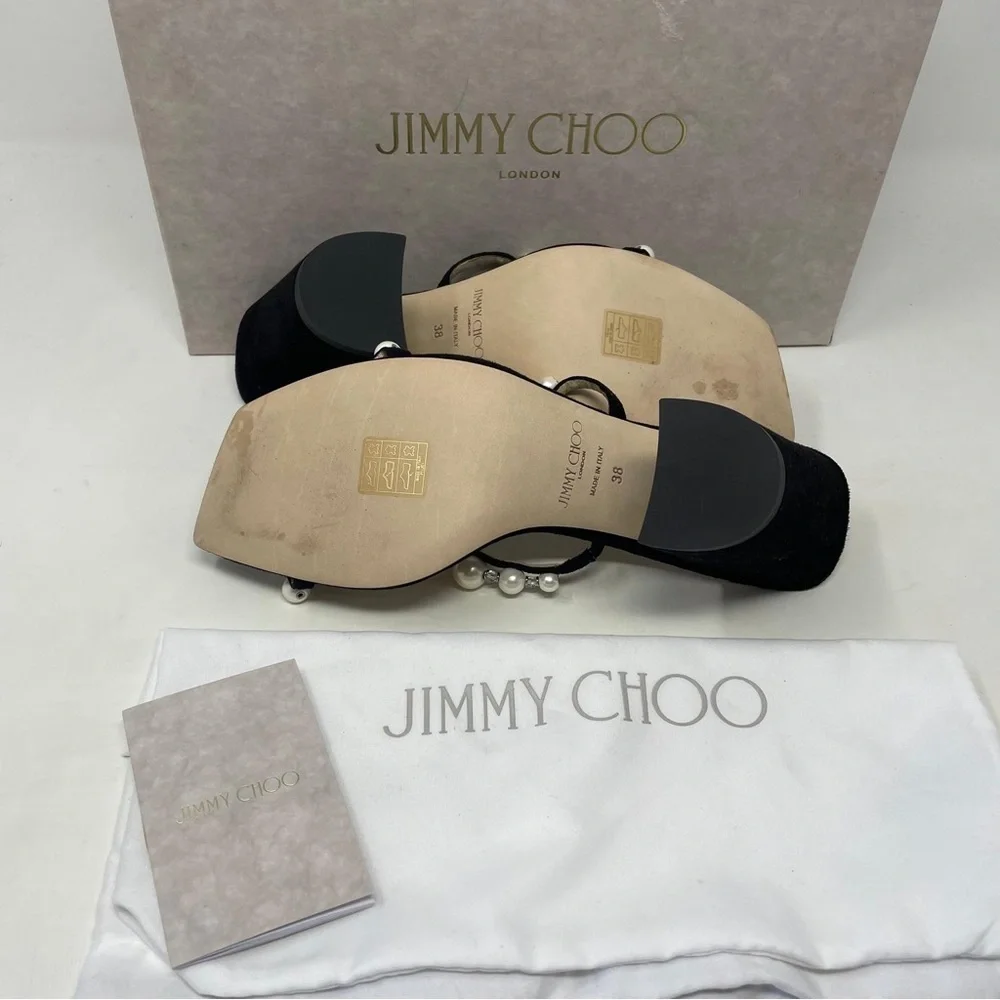 Jimmy Choo Amara 85mm Pearl Embellished Suede Heeled Sandals - NWT - Picture 14 of 16